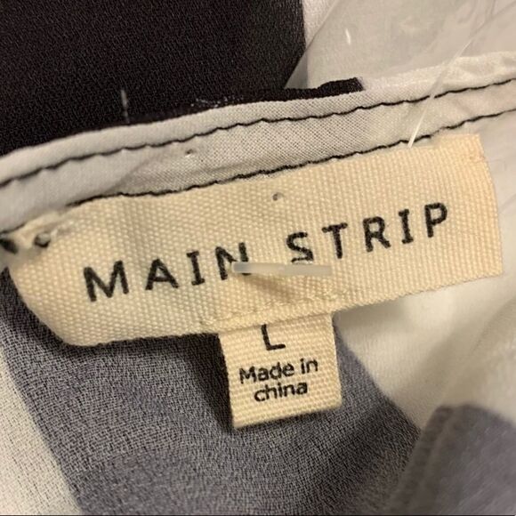 NWT Main Street Black & White Striped Peplum Top Sz L - Picture 4 of 7
